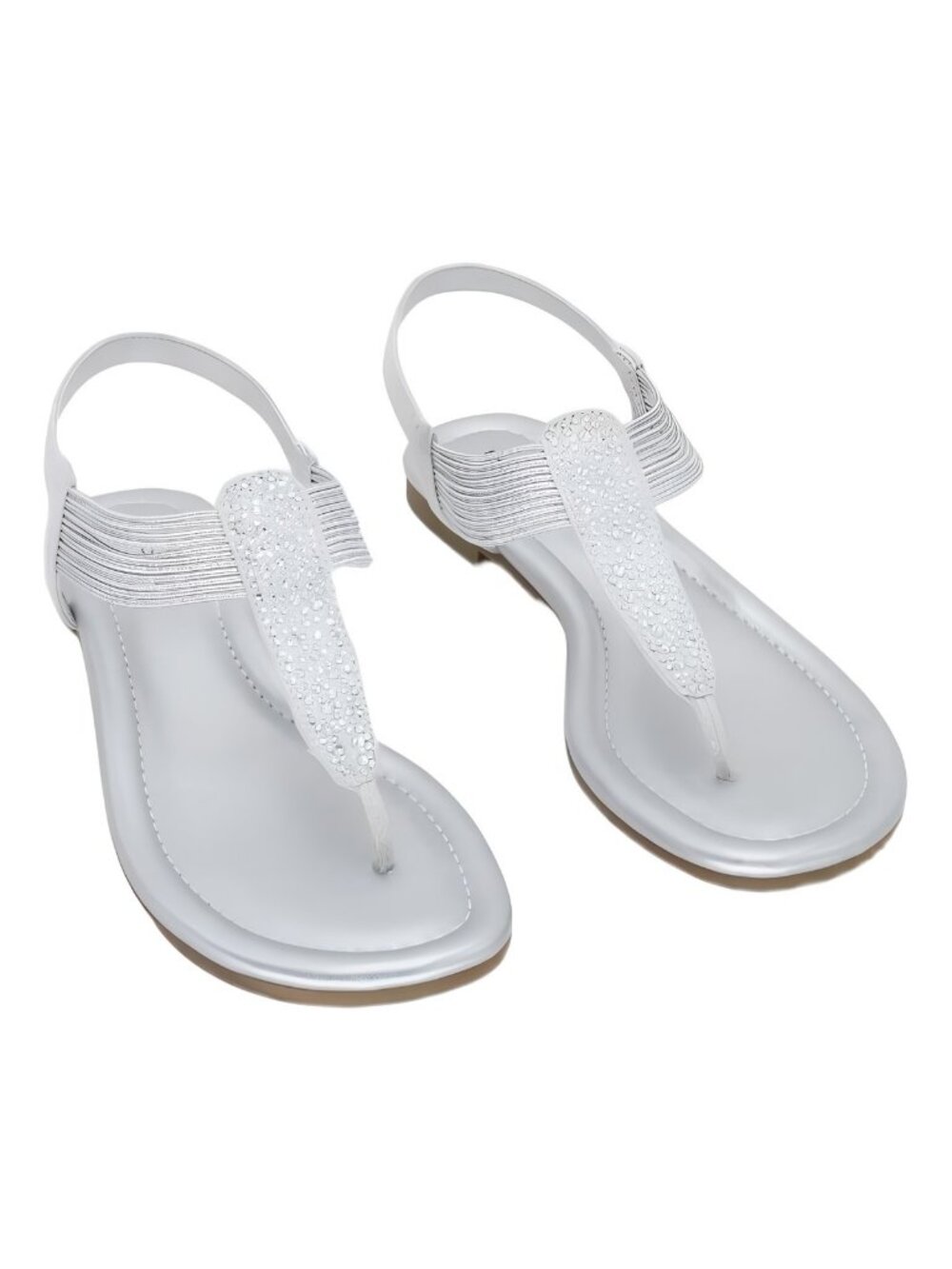 Bandolino Womens Kayte Flat Sandals Embellished Silver Metallic Size 7M